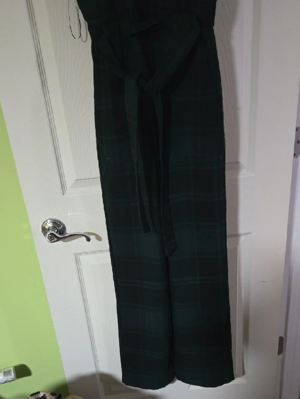 Brand New Adorable Copper Key Green And Black Plaid Jumpsuit Size XS - Picture 2 of 6